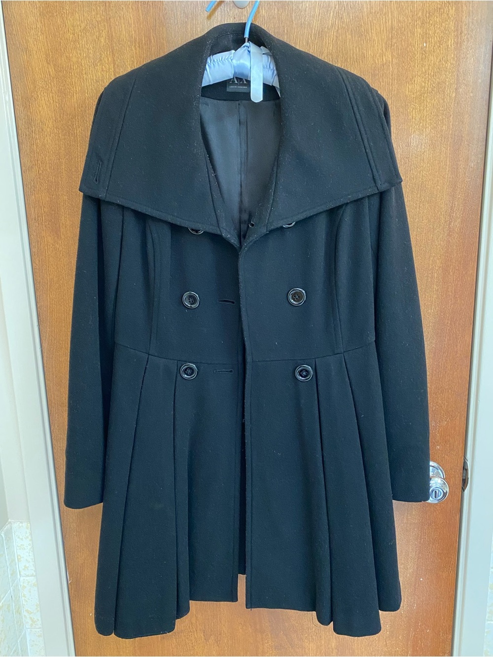 Armani Black Double-Breasted Women’s Wool Peacoat